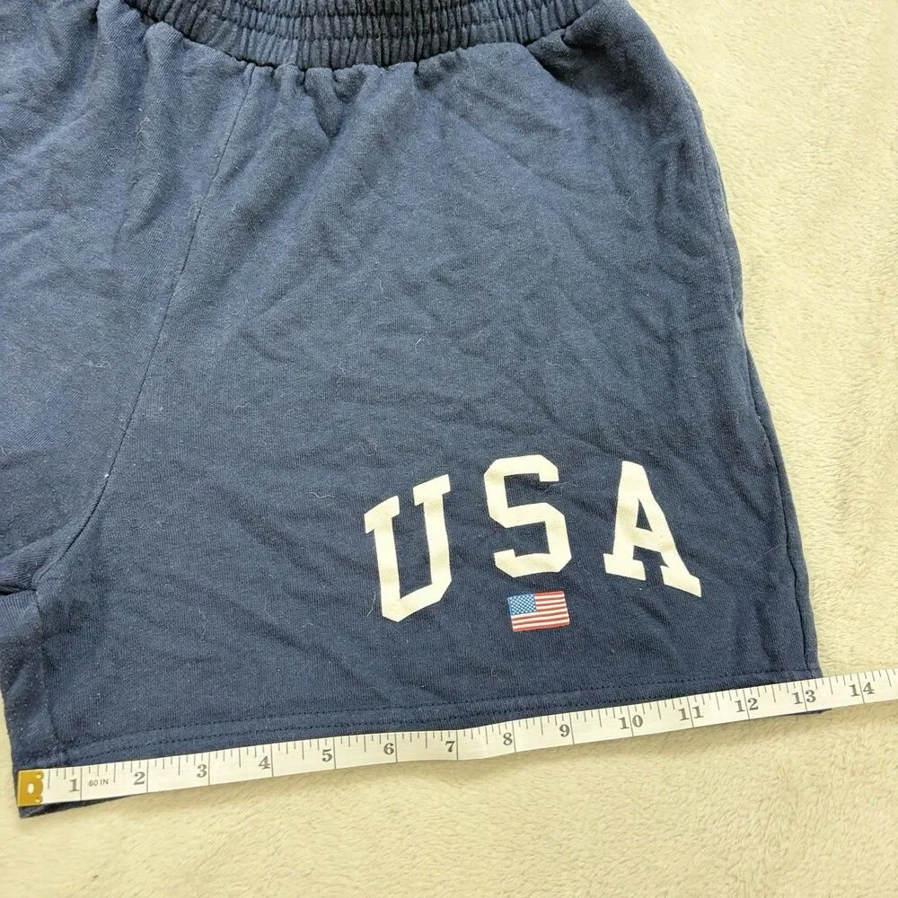 Mighty Fine Relaxed Fit Shorts Women’s Medium Navy Athletic USA Y2K 13” Opening